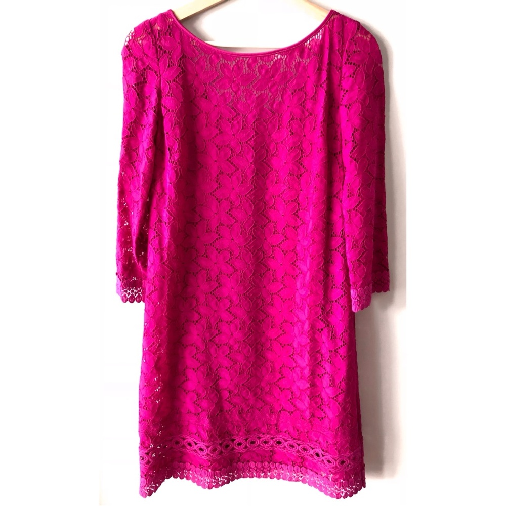 Laundry by Shelli Segal • 2 • Scoop Back 3/4 Sleeve Dress Pink Lace Shift Dress